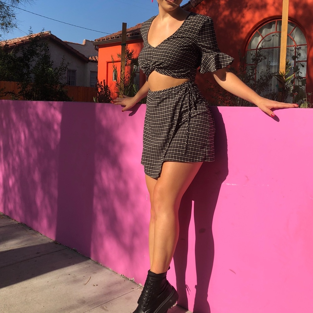Plaid Honey Punch Dress with Cutouts